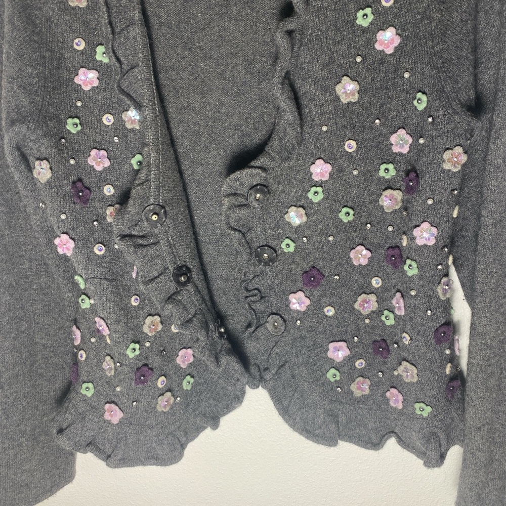2006 Susan Bristol 100% lambswool grey cardigan size M - Picture 6 of 8